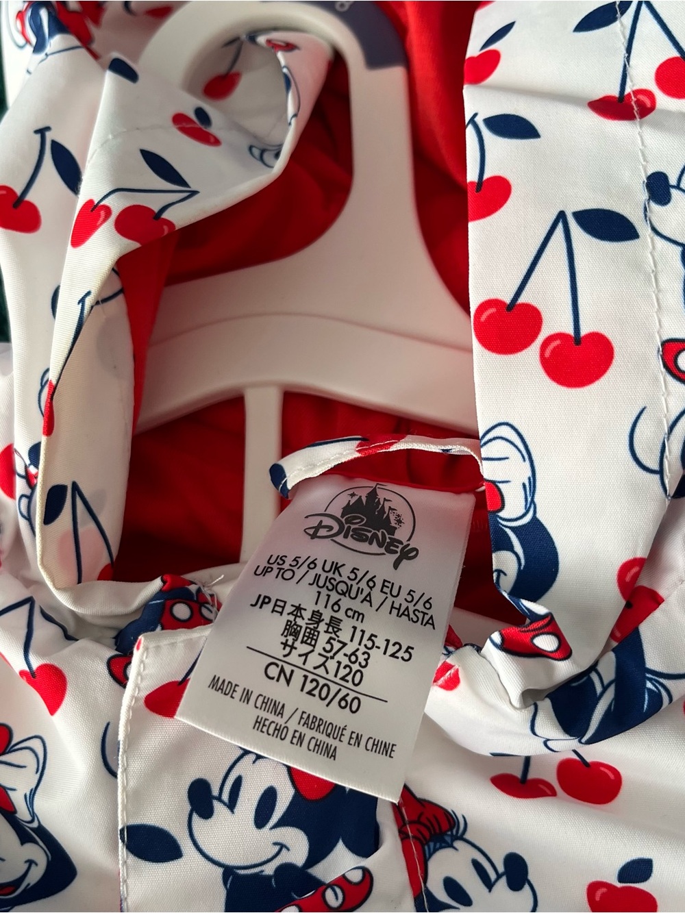 Minnie Mouse Cherry Print Hooded Raincoat with ears. - Picture 4 of 5